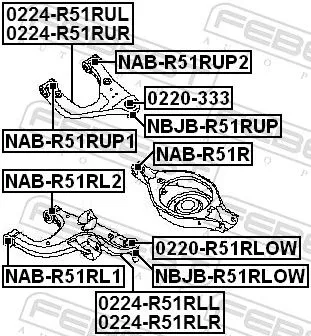 FEBEST Mounting, control/trailing arm (NAB-R51R)