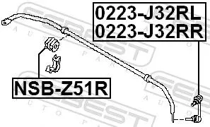 FEBEST Mounting, stabiliser bar (NSB-Z51R)