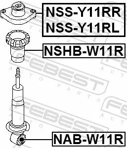 FEBEST Suspension Strut Support Mount (NSS-Y11RR)