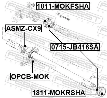 FEBEST Bearing, propshaft centre bearing (OPCB-MOK)