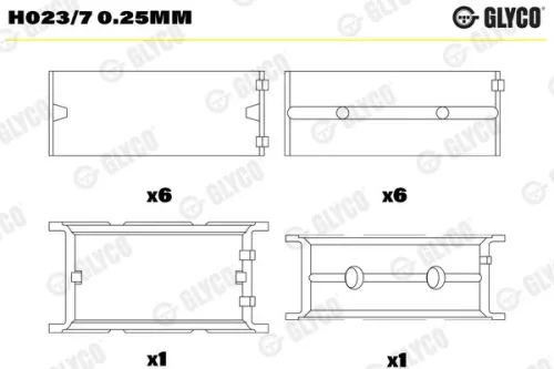 GLYCO Crankshaft Bearing (H023/7 0.25MM)
