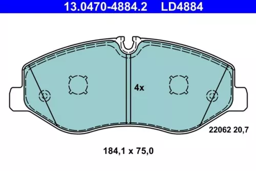 ATE Brake Pad Set, disc brake (13.0470-4884.2)