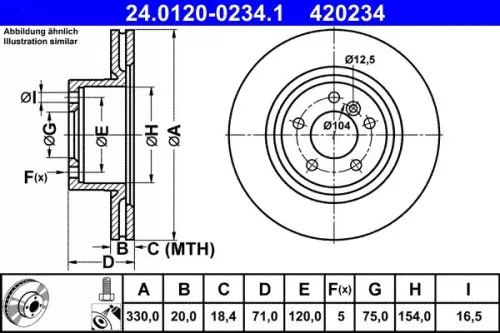 ATE Brake Disc (24.0120-0234.1)