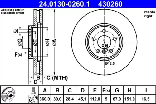 ATE Brake Disc (24.0130-0260.1)