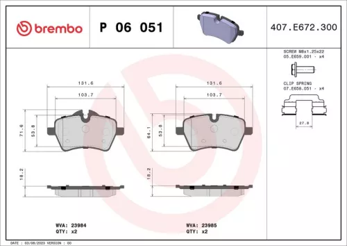 BREMBO Brake Pad Set, disc brake (P 06 051)