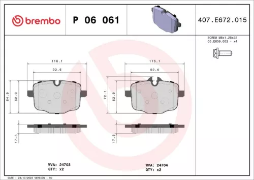 BREMBO Brake Pad Set, disc brake (P 06 061)