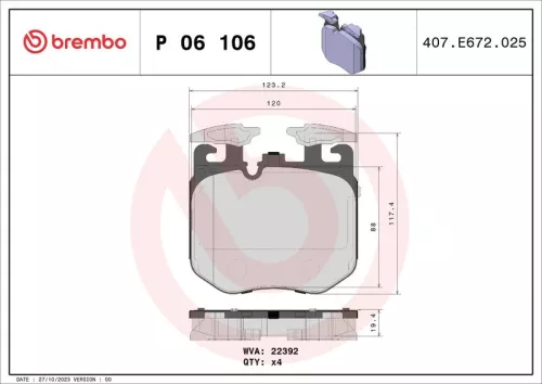 BREMBO Brake Pad Set, disc brake (P 06 106)