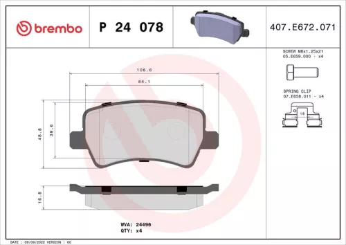 BREMBO Brake Pad Set, disc brake (P 24 078)