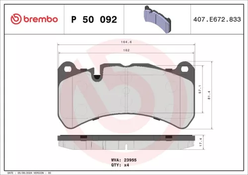 BREMBO Brake Pad Set, disc brake (P 50 092)