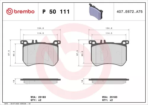 BREMBO Brake Pad Set, disc brake (P 50 111)