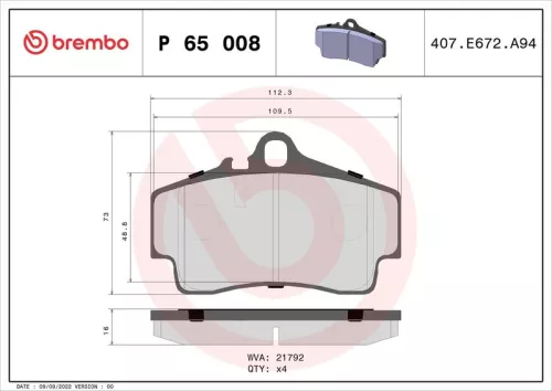 BREMBO Brake Pad Set, disc brake (P 65 008)