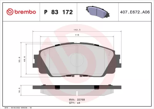 BREMBO Brake Pad Set, disc brake (P 83 172)