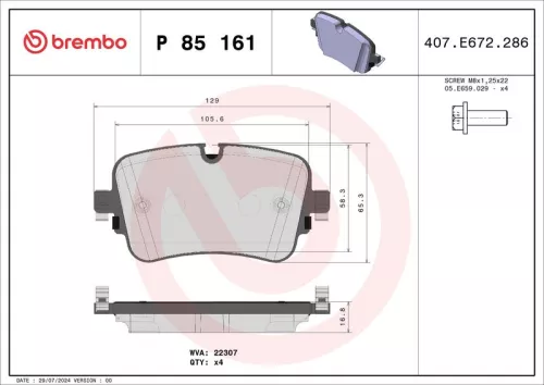 BREMBO Brake Pad Set, disc brake (P 85 161)