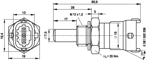 BOSCH Sensor, coolant temperature (0281002209)