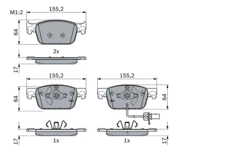 BOSCH Brake Pad Set, disc brake (0986424433)