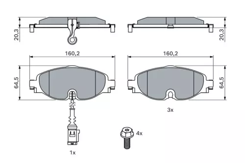 BOSCH Brake Pad Set, disc brake (0986494660)
