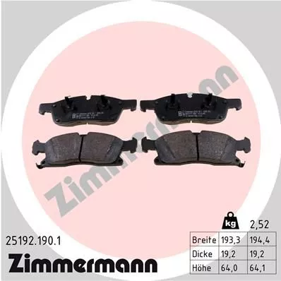 ZIMMERMANN Brake Pad Set, disc brake (25192.190.1)