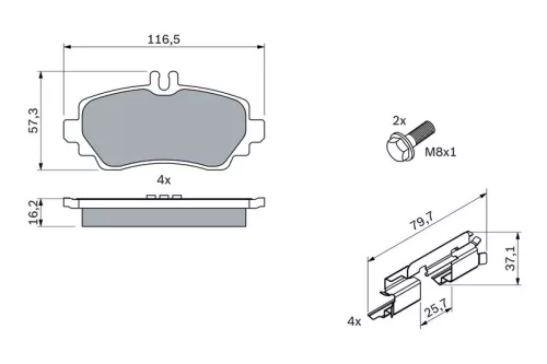 BOSCH Brake Pad Set, disc brake (0986424469)