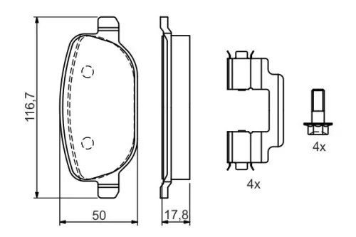 BOSCH Brake Pad Set, disc brake (0986424775)