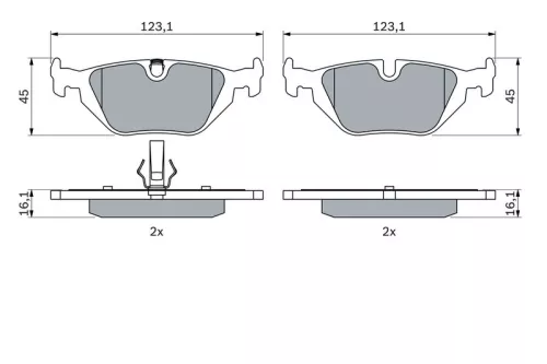 BOSCH Brake Pad Set, disc brake (0986424484)