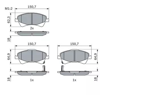 BOSCH Brake Pad Set, disc brake (0986494187)