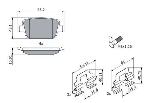 BOSCH Brake Pad Set, disc brake (0986494214)