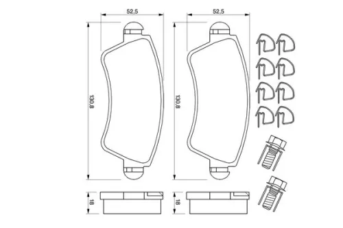 BOSCH Brake Pad Set, disc brake (0986424801)