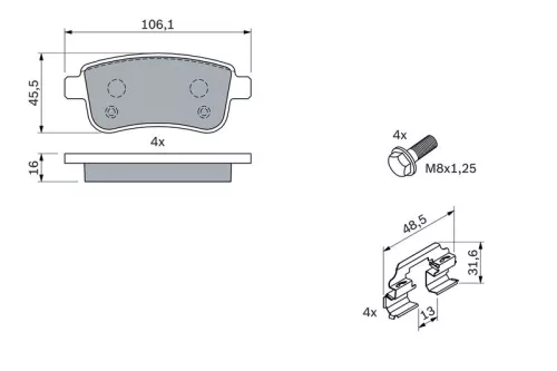 BOSCH Brake Pad Set, disc brake (0986494384)