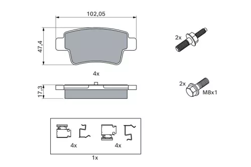 BOSCH Brake Pad Set, disc brake (0986494222)
