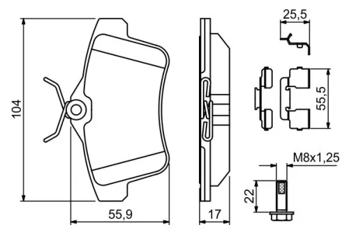 BOSCH Brake Pad Set, disc brake (0986494640)
