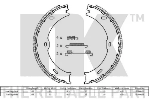 NK Brake Shoe Set (2733782)