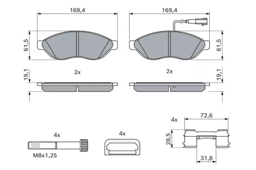 BOSCH Brake Pad Set, disc brake (0986494581)