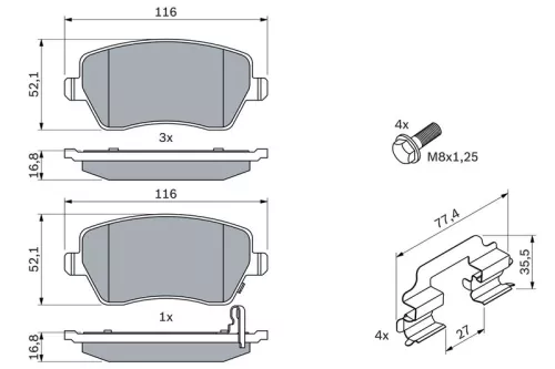 BOSCH Brake Pad Set, disc brake (0986494160)