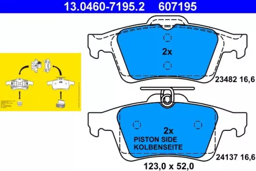 ATE Brake Pad Set, disc brake (13.0460-7195.2)
