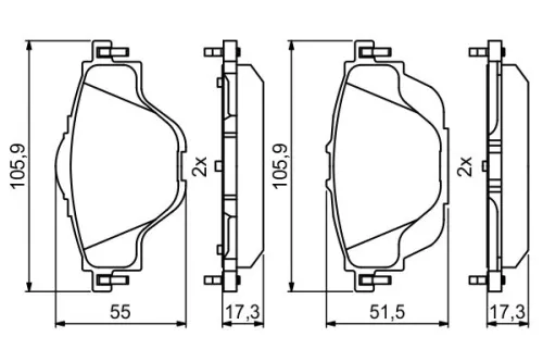 BOSCH Brake Pad Set, disc brake (0986494805)