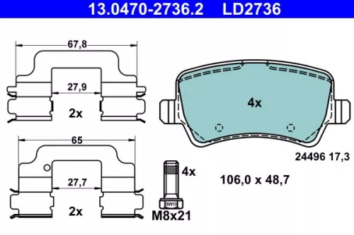 ATE Brake Pad Set, disc brake (13.0470-2736.2)