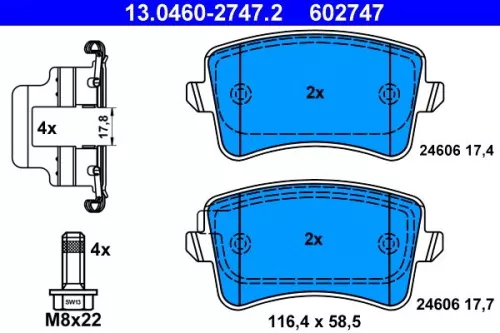 ATE Brake Pad Set, disc brake (13.0460-2747.2)