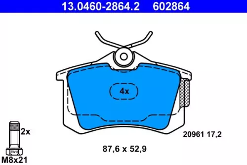 ATE Brake Pad Set, disc brake (13.0460-2864.2)