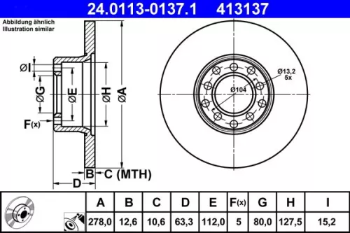 ATE Brake Disc (24.0113-0137.1)