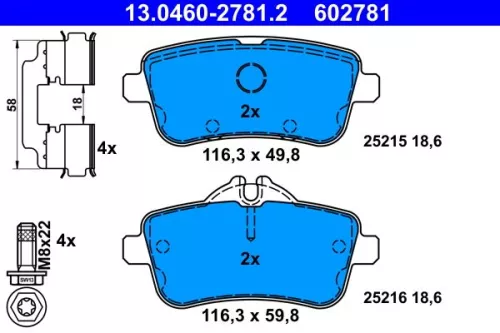 ATE Brake Pad Set, disc brake (13.0460-2781.2)