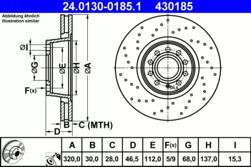 ATE Brake Disc (24.0130-0185.1)