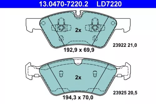 ATE Brake Pad Set, disc brake (13.0470-7220.2)