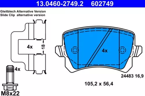 ATE Brake Pad Set, disc brake (13.0460-2749.2)