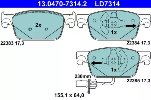 ATE Brake Pad Set, disc brake (13.0470-7314.2)