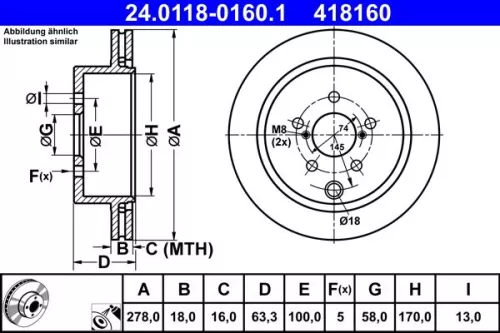 ATE Brake Disc (24.0118-0160.1)