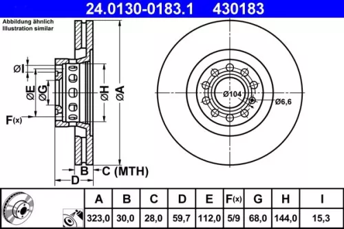 ATE Brake Disc (24.0130-0183.1)