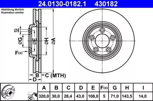 ATE Brake Disc (24.0130-0182.1)