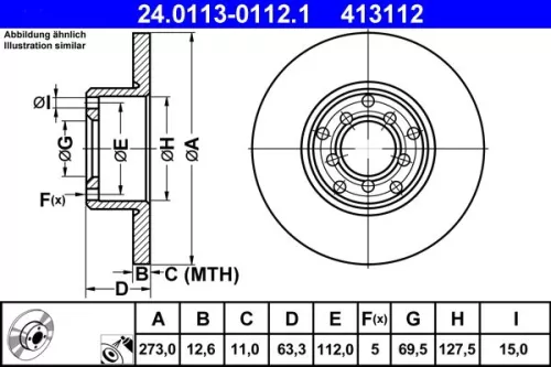 ATE Brake Disc (24.0113-0112.1)