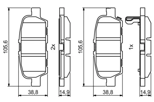 BOSCH Brake Pad Set, disc brake (0986494857)