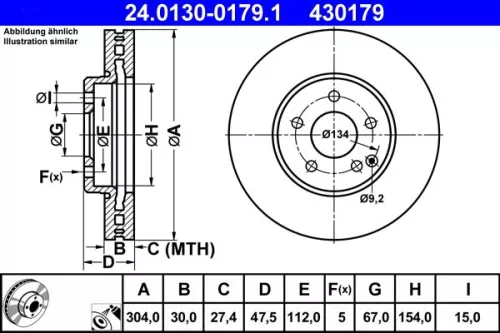 ATE Brake Disc (24.0130-0179.1)